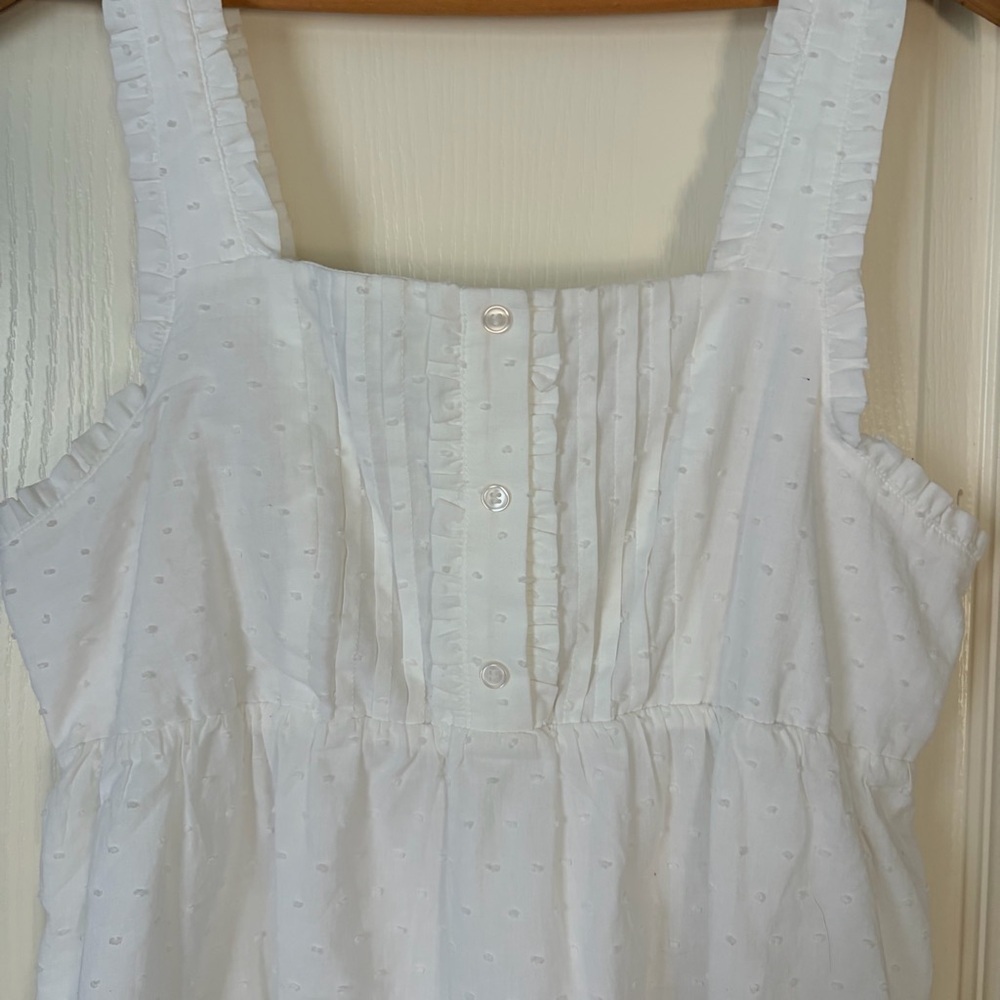 Abound Prairie Pintuck Button Square Neck White Mini Dress, Medium - Picture 6 of 14